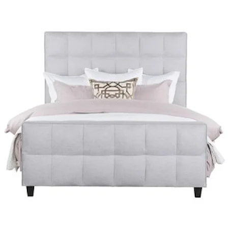Eastern Queen Panel Bed with Fabric Upholstered Wood Frame